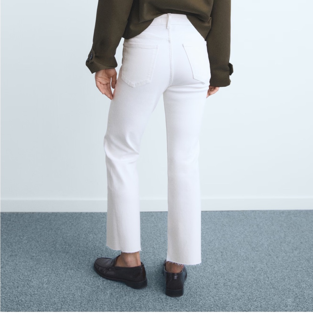 Mango Women's Cream Straight Leg Jeans